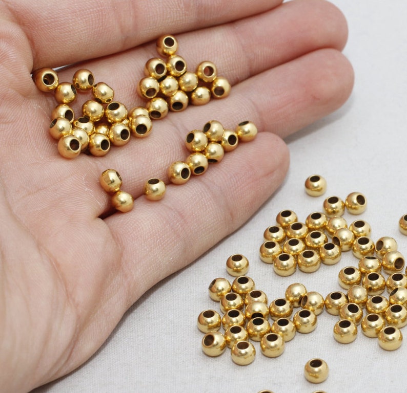 20 Pcs 5mm 24k Shiny Gold Beads Spacer Beads Hollow Beads Etsy