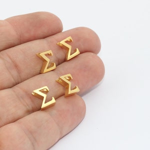 7x9mm 24k Matt Gold Sigma Brief, griechisches Alphabet, griechisches Symbol, Sigma Charm, Letter Charms, Gold Plated Letters, GG, MTE1311