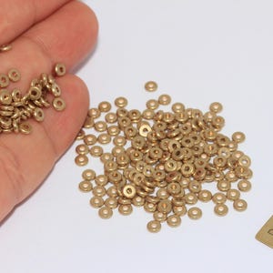 50 perles intercalaires en laiton brut, perles rondes de 4 mm, RS, KA24