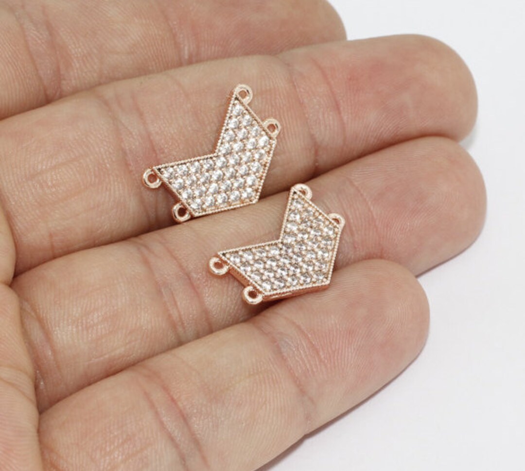 12x18mm Rose Gold Chevron, CZ Chevron Charms, Micro Pave Charms