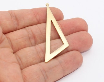 5 Pcs 18x62mm Raw Brass Pendant, Triangle Pendant, Geometric Charm, Chevron Charm, Triangle Charm, Raw Brass Charms, CHK292