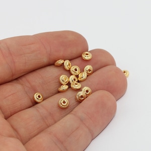 100 Pcs - 2.5x5mm 24k Shiny Gold Bead, Ball Beads, Bracelet Beads, Spacer Beads, Mini Beads, Spacer Beads, Gold Plated Findings, MTE1533