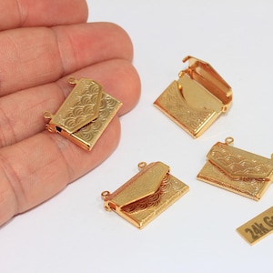 17 x 22 mm 24 dijes de sobre con apertura en oro brillante, colgante de carta con sobre, ENP, XP108