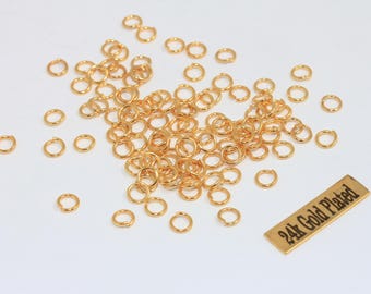 100 szt. 20 Ga 5 mm 24k błyszczące złote kółka montażowe, złoty łącznik, otwarte kółka montażowe, hurtowe złote kółka montażowe, materiały do wyrobu biżuterii, GFJ, DOM3