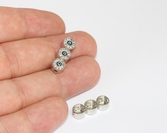 7x20mm Rhodium Plated Charms, Evil Eye Charms, Micro Pave Evil Eye, Bracelet Connector, Cz Evil Eye Charms, Silver Plated Findings, MLS960