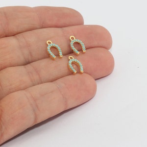 7x12mm 24k Shiny Gold Cz Horseshoe Charms, Horseshoe Pendant, CZ Charms, Horseshoe Necklace, Lucky Charms, CZ Jewelry, FLT, MTE1226