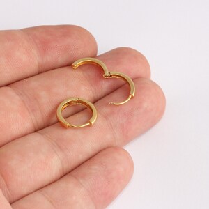 14mm 24k Shiny Gold Leverback Earrings, Tiny Gold Earrings, Gold Earring Hoops, Gold Hoop Ear Wires, Gold Plated Earrings, lbe, SLM263