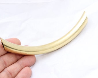 3 Pcs 13x130mm Raw Brass Curved Tubes, Large Oval Tube Necklace Charms, Tube Pendant, CHK181