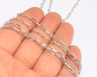 Rhodium Plated Oval Link Chain, DIY Jewelry Findings (3x7,5mm), CHK5