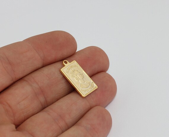 12x22mm 24k Shiny Gold Bar Pendant 