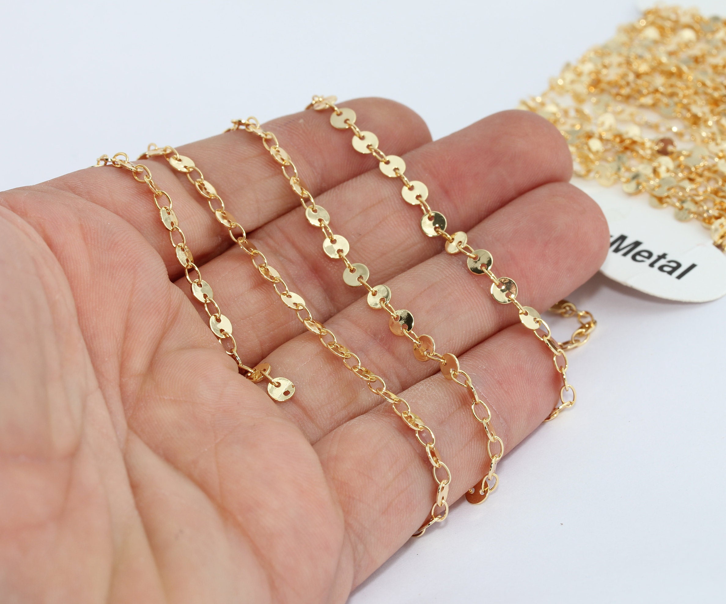 33 Feet 4mm 24k Shiny Gold Coin Chain Disc Coin Chains Etsy