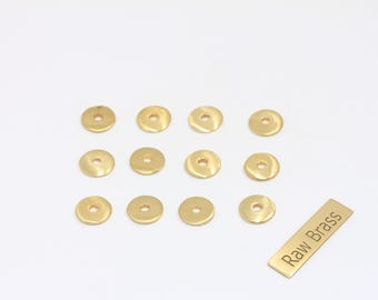 9mm Raw Brass Disc Beads, Rondelle Beads, Coin Beads, Connector Bracelet Charms, Spacer Beads, Raw Brass Findings, ZPR253