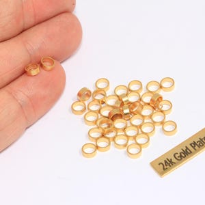2x5mm Matt Gold Spacer Beads, Rondelle Beads, Round Beads, Gold Tube Beads, Tubes, Bracelet Beads, Gold Plated Findings, MTE923