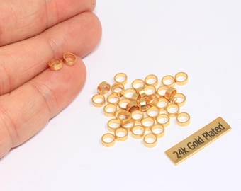 2x5mm Matt Gold Spacer Beads, Rondelle Beads, Round Beads, Gold Tube Beads, Tubes, Bracelet Beads, Gold Plated Findings, MTE923