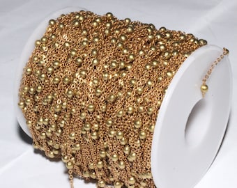 5 Meters Raw Brass Ball Chain, Soldered (1,5x2 mm),