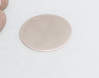 2 Pcs 40mm Rose Gold Disc, Stamping Blank, Personalized Disc, Stamping Tags, Large Coins, Medallion, Rose Gold Plated Findings, FD, ROSE290