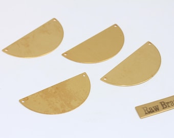 20 piezas de semicírculo de latón crudo de 19 x 39 mm, colgante, dije de media luna, conector de colgante, dijes de luna creciente, accesorios de latón crudo, FN, AC14