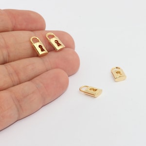 7x14mm 24k Shiny Gold Padlock Charms, Mini Lock Charms, Padlock Pendant, Lock Charm, Lock Pendant, Padlock Necklace, Charms, LP, BRT30