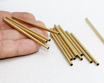 Raw Brass 3x60mm Tube Beads, Tubes, Round Tube Beads, TBR60