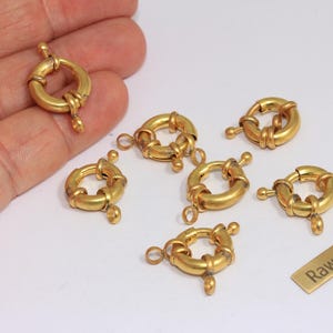 15mm Raw Brass Spring Clasp, Round Clasp, Ring Clasps, Spring Clasp, Raw Brass Clasp, Lobster Clasp, Raw Brass Findings, MTE538