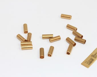 20 Pcs Raw Brass Tube Beads, 4x10mm Spacer Beads, QD, KA50