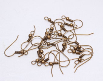 100 Antique Bronze Earring Hooks, 18mm Plated Ear Wires, EH, CHK344