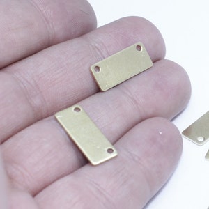 10 Pcs 8x20mm Raw Brass Nameplate Bar, Bracelet Charms, Stamping Tag, Personalized Necklace, Stamping Blank, Raw Brass Findings, AE54