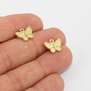 10x12mm 24k Shiny Gold Plated Butterfly Charm, Butterfly Pendant, Mini Butterfly Charm, Bracelet Charms, Butterfly Beads, Beads, MTE1261