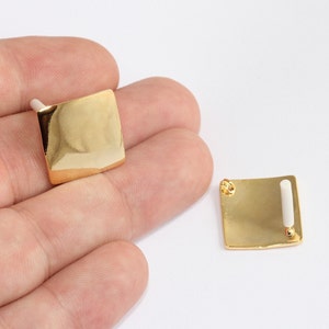 18mm 24k Shiny Gold Square Earrings, Geometric Stud Earrings, Large Earrings, Square Shaped Earrings, Gold Plated Findings, TSE, MLS1126