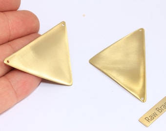 Large Raw Brass Triangle Pendant Charms (33x57mm), CHK78-4
