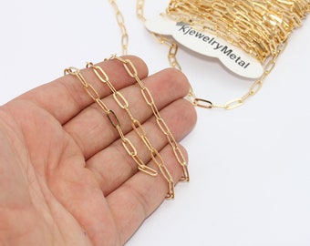 4x10mm 24k Shiny Gold Link Chain, Gold Bar Chain, Gold Cable Chain, Chunky Chain, Link Chain, MLC, Chains, Gold Plated Findings, BXB256