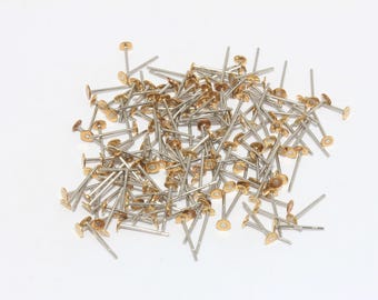 3 mm roestvrijstalen oorstekers, platte oorknopjes van onbewerkt messing, EAS, CMR63