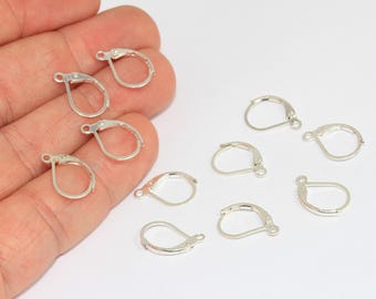 Silver Plated Lever Back Earring Findings, 10x16mm, CMR75