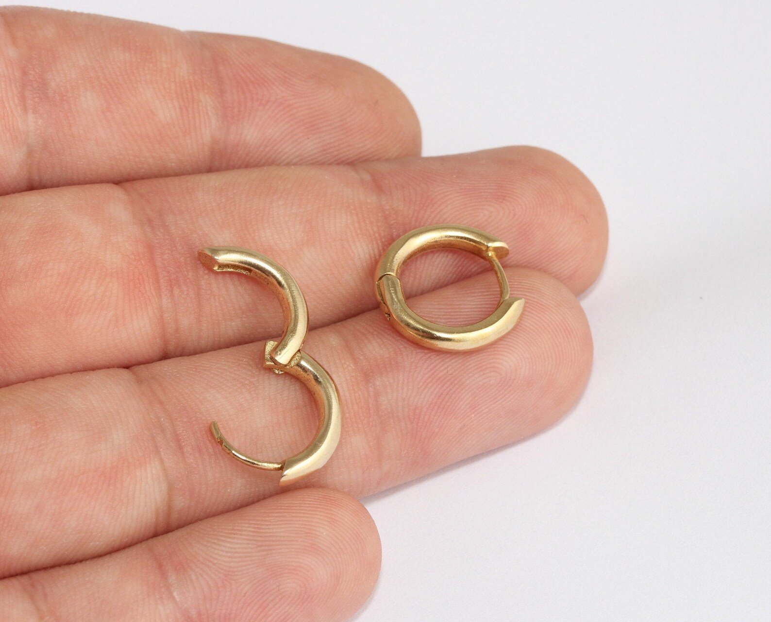 16mm Raw Brass Earrings Leverback Hoop Earrings Circle Etsy