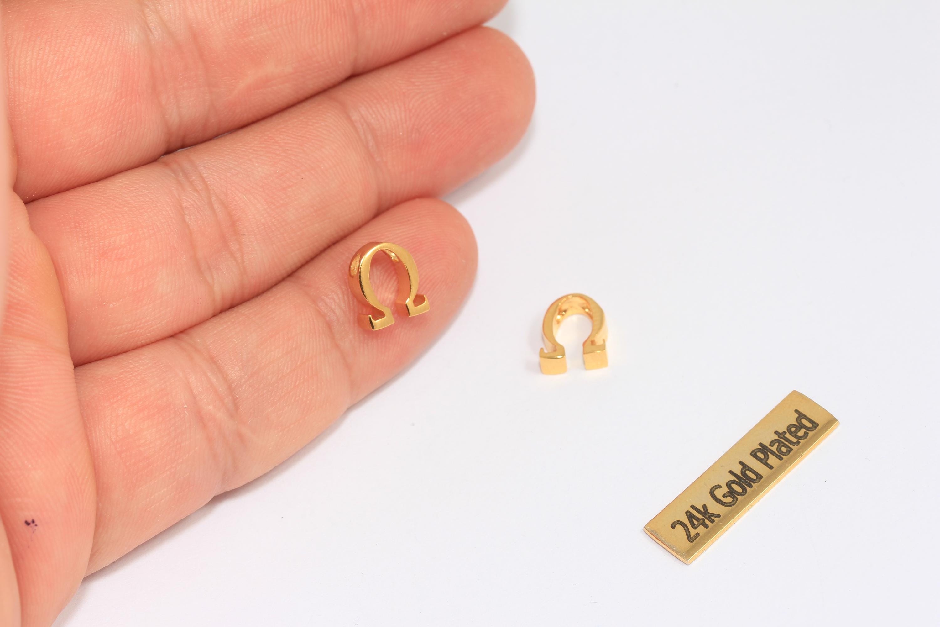7x9mm 24k Shiny Gold Omega Letter, Omega Letter, Greek Letters, Omega ...
