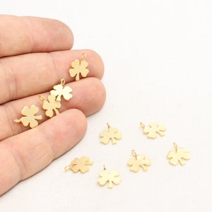 20 Pcs 10x13mm 24k Matt Gold Clover Charms, Clover Pendant, Clover Necklace, Clover Pendant, Clover Flower, Four Leaf Clover, UT, BRT250