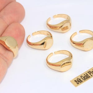 17-18mm 24k Shiny Gold Coin Ring, Nameplate Ring, Gold Customized Statement Rings, Band Rings, Personalized Rings, Gold Plated Rings, MLS208