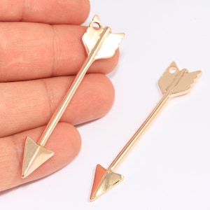 11x65mm Rose Gold Plated Arrow Charms, Arrow Jewelry, Arrow Pendant, Arrow Necklace, Rose Gold Plated Findings, MTE410