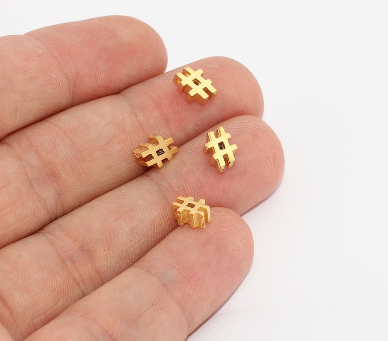7x9mm 24k Matt Gold Hashtag Pendant Mini Hashtag Charms Etsy