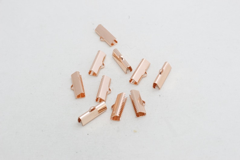 Crimp Clasps Ribbon Claws Fasteners Clasp Rose Gold Plated Findings ROSE327 Cord End FV End Cap 20 Pcs 25mm Rose Gold Ribbon Crimps