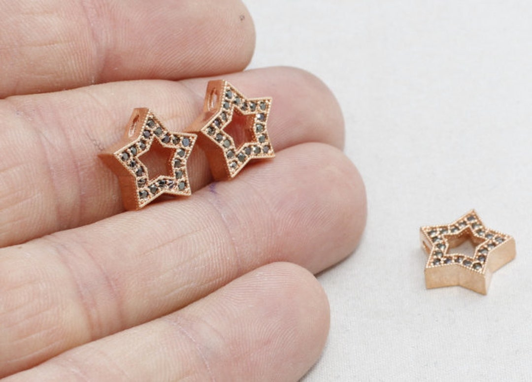 Starz Design 13mm Rose Gold Star, Micro Pave Star Charms, Cubic Zirconia Star, CZ ...