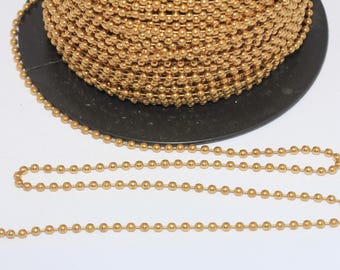 Raw Brass Ball Chain, 2.2mm Satellite Beaded Chain, Jewelry Making Supplies, KPT53-1