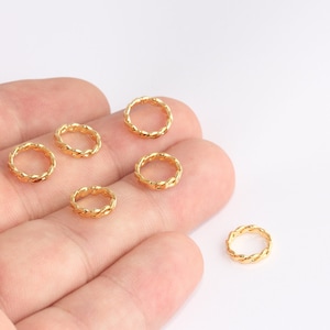 10mm 24k Shiny Gold Closed Ring, Circle Connector, Gold Round Charms, Braided Circle Connectors, Round Charms, Gold Plated Findings, SLM639