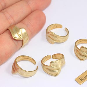 17-18mm Raw Brass Ring, Adjustable Ring Settings, Brass Cuff Rings, Brass Textured Rings, Brass Statement Rings, Raw Brass Findings, XP191