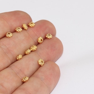 2.5x5mm 24k Matt Gold Flower Beads, Spacer Beads, Connector Beads, Two Hole Beads, Bracelets Beads, Gold Plated Findings, Charms, MTE380