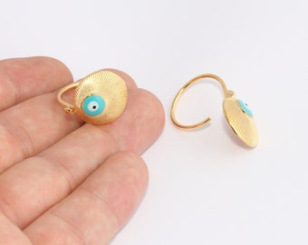 24k Gold Plated Evil Eye Ring, Turquoise Enamel Statement Ring (17-18mm), SLM962