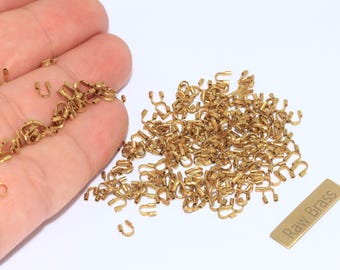 50 pezzi 3 x 5 mm Wire Guardians, protezioni per fili in ottone grezzo, protezioni per fili per perline, punte per estremità di cordoni, punte per perline, componenti in ottone grezzo, CR47