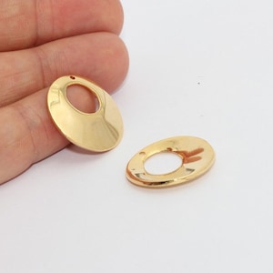 22mm 24k Shiny Gold Hoop Pendant, Hoop Necklace Charms, Gold Charm, Gold Pendant, Hoop Earrings, Charms, Gold Plated Findings, MTE1154