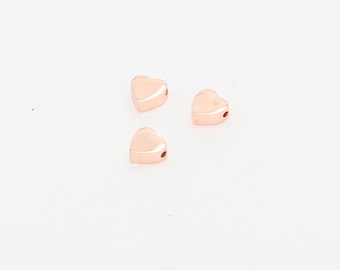 10mm Rose Gold Plated Heart Charms, heart Shaped Beads, HPC, MTE704