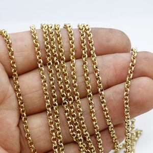 3mm Raw Brass Rolo Chain, Soldered Chain, Bulk Lot Chain, Soldered Chain, Brass Cable Chain, Brass Link Chain, Raw Brass Chains, TRC, THE92